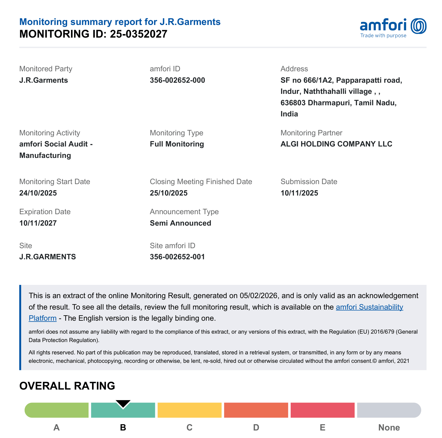 BSCI Certified document